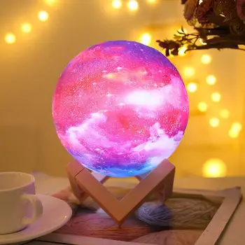 Romantisks Mīlestība, Dāvana Draudzenei, 7 Krāsu Izmaiņas 3D Drukāšanas Zvaigžņotām Mēness Lampas Jubileja Klāt Valentīna Diena Dāvanu