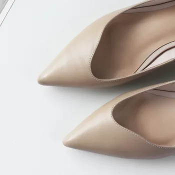 KRAZING POT īstas ādas zīmolu kurpes bieza augstpapēžu kurpes sieviešu sūkņi norādīja toe biroja dāma lakonisks Pavasara Rudens princese kurpes L98