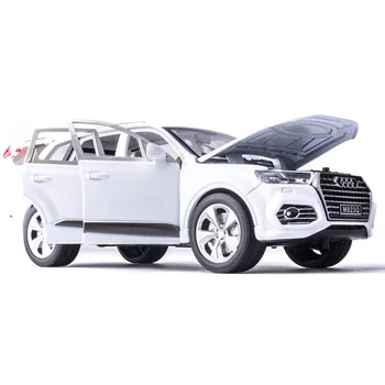 1:24 ar Augstu Simulācijas Sakausējuma Auto Modelis Audi Q7 apvidus Modelis ar Skaņas un Gaismas Pull Atpakaļ, Rotaļlietas, Bērnu Auto Kolekciju