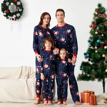 Jaunais Ziemassvētku Ģimenes Saskaņošanas Pidžamas Komplekti Ziemassvētki Pieaugušo Tēvs, Māte, Meita Drukāt Sleepwear Naktsveļu Apģērbs Atbilstu Sleepwear