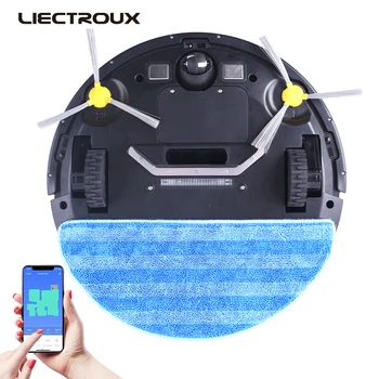LIECTROUX Robots putekļsūcējs ZK808, WiFi App,3000pa Iesūkšanas, Map Navigation, Smart Atmiņas,UV Lampas,Saķeri ar Sausu Mopu,Brushless Motors