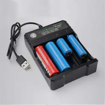 Uzlādējams 4-Slots Akumulatoru Lādētāju Li-Ion Usb Smart Ātru Lādētāju 18350 18500 18650 Baterijas Aaa Li-Ion Akumulators