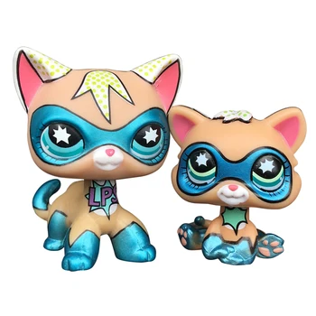 LPS KAĶIS LPSCB Custom-Made Bērnu ar Veco Pet Shop Rotaļlietas Pastāvīgā Īsiem Matiem Kaķis Super Varonis Maska Kitty