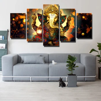 5 Paneļi Hindu Dieviem Sienas Mākslas Audekla, Gleznas Druka Uz Audekla Hinduisms Moduļu Bildes Sienu Mākslas Audekls Izdrukas Dzīvojamā Istaba