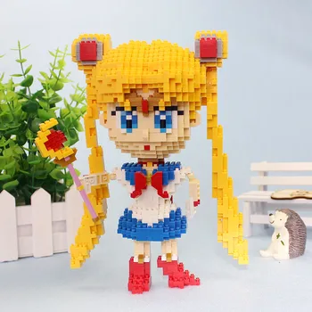 HC Anime Sailor Moon Tsukino Usagi Meitene Cīnītājs Celtniecības Bloki 3D Modelis DIY Mini Dimanta Ķieģeļu Ēka Rotaļlieta Bērniem Dāvanas