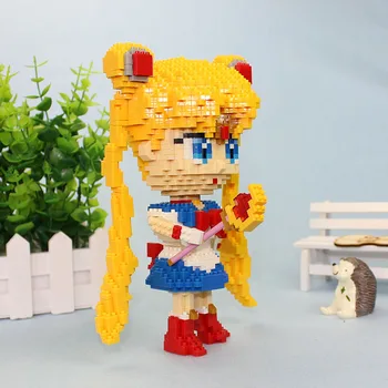 HC Anime Sailor Moon Tsukino Usagi Meitene Cīnītājs Celtniecības Bloki 3D Modelis DIY Mini Dimanta Ķieģeļu Ēka Rotaļlieta Bērniem Dāvanas