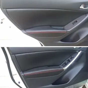 Par Mazda CX-5 Automašīnas Durvju Roku balstu Durvju roktura+Durvju interjera Paneļa Virsmas Vāks Apvalks Melns PU Ādas