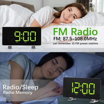 Modinātājpulksteņi Guļamistabas ar FM Radio, Dual Signalizācija, 6.7 Collu LED Sn, USB Ports Uzlādes, 4 Spilgtuma, 12/24H