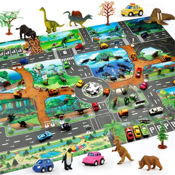 41pcs Dinosaur Park Puzzle Spēle, Paklāju Playmat Lien Paklāji Pad Imitēta Datplūsma Automašīnas Modelis Skaitļi Spēlēt Mat Bērniem Dāvanas