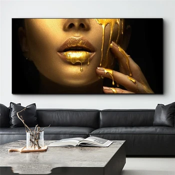 Liela Izmēra Āfrikas Sievietes Saskaras ar Seksīgām Lūpām Audekla Gleznas pie Sienas Wall Art Pictures Plakāti Un Izdrukas par Mājas Dekoru