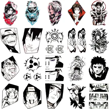 20 Loksnes Naruto Tetovējumu Uzlīmes Anime Stilā Pagaidu Tetovējumu Uzlīmes Ūdensizturīgs Viltus Tetovējumiem