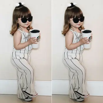 Jaunas Vasaras Modes Jaundzimušais Mazulis Baby Meitenes Svītrainām Backless Romper Gadījuma Piedurknēm Zaudēt Jumpsuit Apģērbs, Apģērbu 18M-6Years