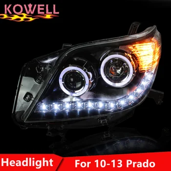 KOWELL Car Styling 2010. gadā 2011. līdz 2013. gadam Prado Lukturi Prado LED priekšējo Lukturu dienas gaitas lukturi Objektīvs Dubultās Staru HID H7 Xenon Auto Aksesuāri