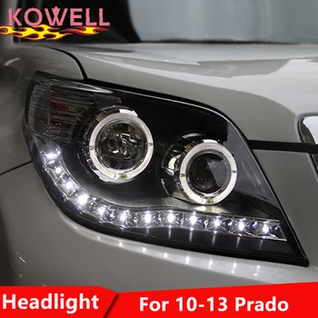 KOWELL Car Styling 2010. gadā 2011. līdz 2013. gadam Prado Lukturi Prado LED priekšējo Lukturu dienas gaitas lukturi Objektīvs Dubultās Staru HID H7 Xenon Auto Aksesuāri