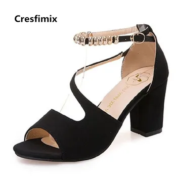 Cresfimix mujer tacones altos sieviešu modes vasaras peep toe augsta papēža sūkņi dāma cute salds black saimes, augsta papēža kurpes a3601