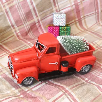 Mazās Ziemassvētku Dāvanu Galda Dekorēšana Vintage Sarkanu Kravas Mini Jūtama Ziemassvētku Eglītes, Santa Claus Bērnu Rotaļlietu Jauno Gadu Produkta