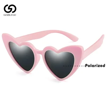 2019 melna, rozā, sarkana sirds, saules brilles bērniem polarizētās elastīgu baby girl saulesbrilles bērniem