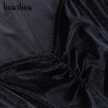 Hawthaw Sieviešu Rudens Ziemas Laukumā Apkakles Slim Īsām Piedurknēm Mežģīnes Gothic Maza Melna Mini Kleita 2020. Gadam Ietilpst Apģērbu Streetwear